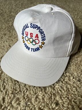 Vintage Official Supporter USA 1988 Olympics White Baseball Cap